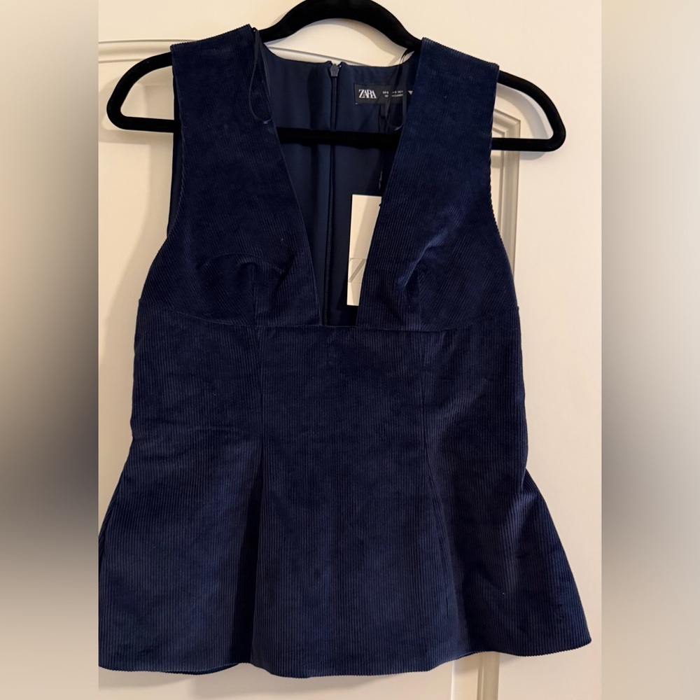 Zara Navy Blue Sleeveless Top